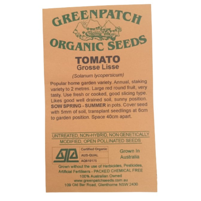 Tomato Seeds - Grosse Lisse - Certified Organic