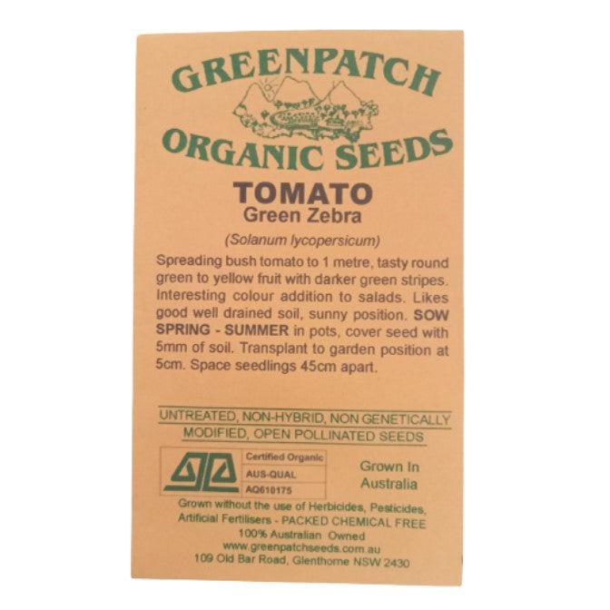 Tomato Seeds - Green Zebra - Certified Organic