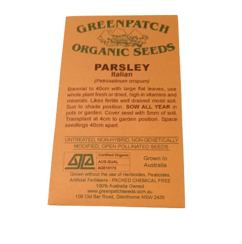 Parsley Herb Seeds - Italian - Certified Organic