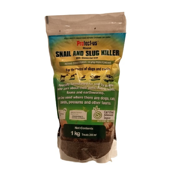 Protect Us Snail and Slug Killer, the only organic slug and snail killer for your veggie garden.