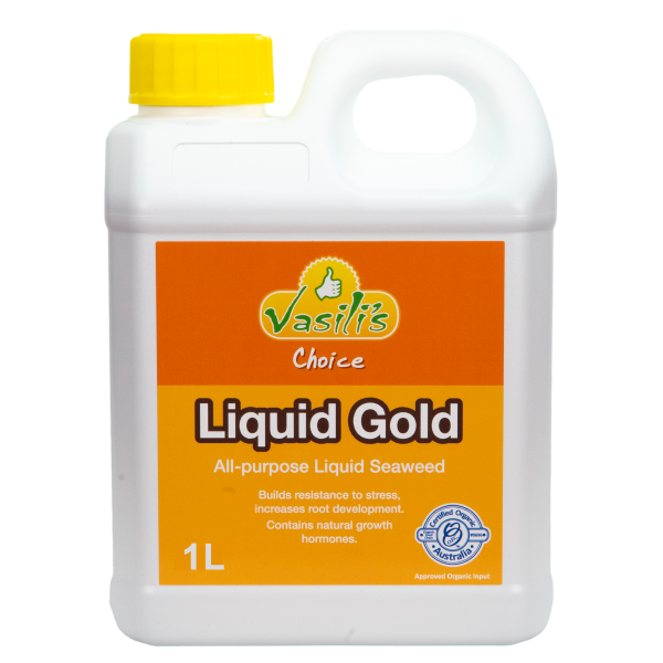 Vasili's Choice Certified Organic Liquid Gold Fertilizer 1 Litre is a professional-grade seaweed extract treatment designed to promote the optimal growth of your garden. Made with freshly harvested Australian Bull Kelp, it is rich in micronutrients and plant hormones known to enhance plant and lawn health.