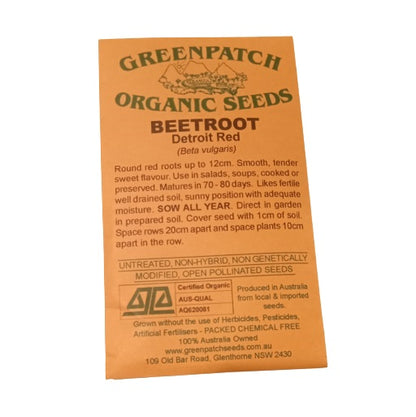 Beetroot Seeds - Detroit Red - Certified Organic