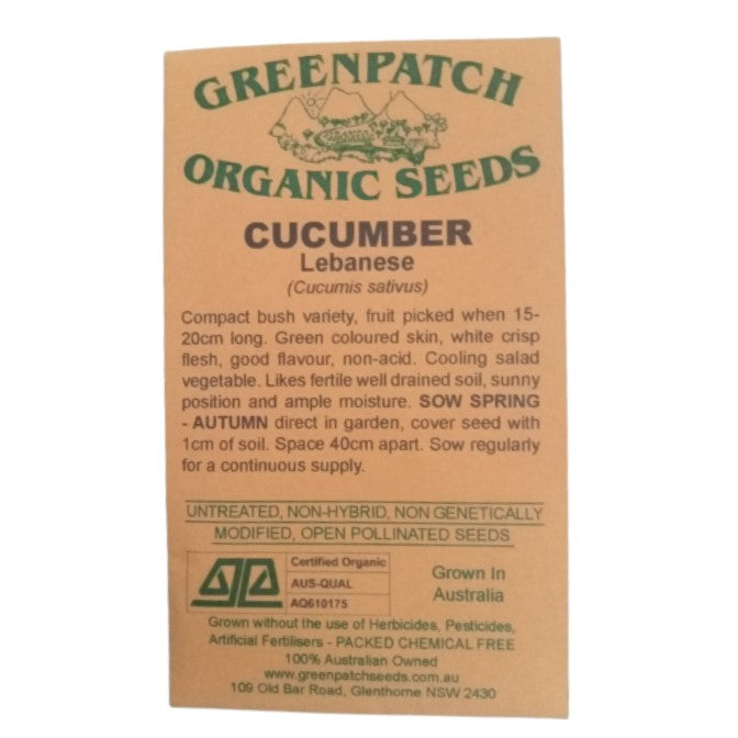 Cucumber Seeds - Lebanese - Certified Organic