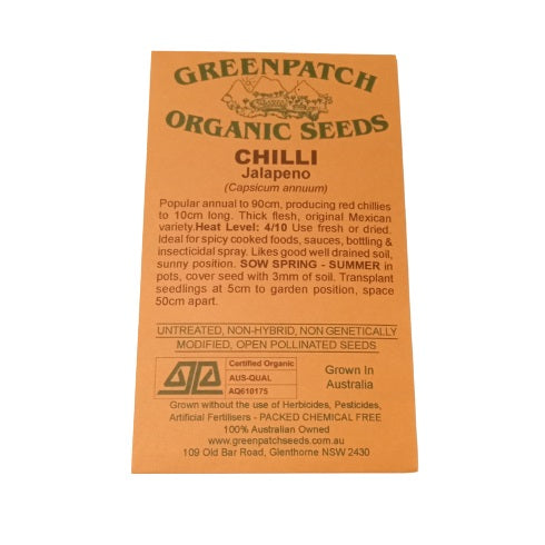 Chilli Seeds - Jalapeno - Certified Organic