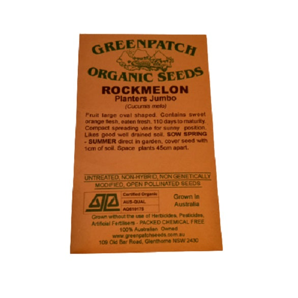 Greenpatch Organic Planters Jumbo Certified Organic Rockmelon Seeds. Shop certified organic and heirloom veggie, herb and fruit seeds.