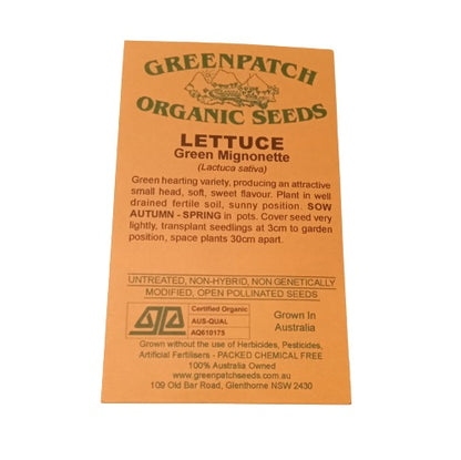 Lettuce Seeds - Green Mignonette - Certified Organic