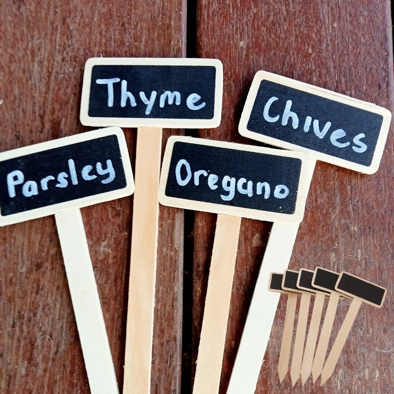 Mini bamboo plant chalkboard signs for your plants, seedlings and garden.
