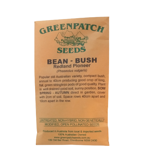 Redland Pioneer Bush Bean Seed Packet from Greenpatch Organic Seeds