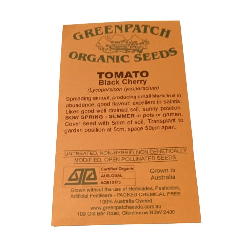 Heirloom Tomato Seeds - Black Cherry - Certified Organic